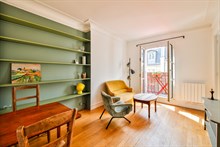 Furnished short-term rental recently refurbished one bedroom for two with balcony in Montmartre Paris, eigteenth district