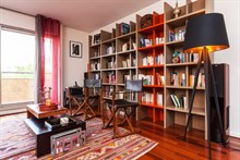 Large 3-room apartment w/ balcony and library available for weekly rental, perfect for romantic couple’s getaway, calm area at Republique Paris 10th