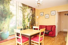 Weekly rental, 4-person furnished apartment with a double bed and fold-out couch near Jourdain metro, Paris 19th