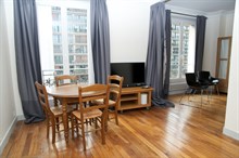 4-6 person 3-room apartment for monthly rent, furnished with bed and fold-out couch, boulevard de Grenelle Paris 15th