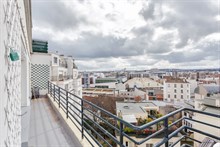 Great view from short term apartment rental with terrace near Pont de Saint Cloud at Boulogne