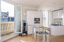 Monthly furnished rental one bedroom for two with terrace facing "Exelmans Auteil" Paris sixteenth district