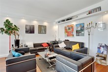 Furnished monthly rental modern one bedroom with panoramic view of Paris in tolbiac place d`Italie Paris thirteenth district / 13th arrondissement