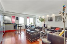 Furnished monthly rental modern one bedroom with panoramic view of Paris in tolbiac place d`Italie Paris thirteenth district / 13th arrondissement