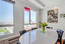 Furnished monthly rental modern one bedroom with panoramic view of Paris in tolbiac place d`Italie Paris thirteenth district / 13th arrondissement