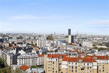 Furnished monthly rental modern one bedroom with panoramic view of Paris in tolbiac place d`Italie Paris thirteenth district / 13th arrondissement