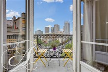 Monthly furnished rental luxury one bedroom with balcony recently refurbished for two in Beaugrenelle, Charles Michel Paris fifteenth district 15th arrondissement