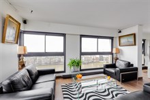 Location meublée confortable pour 2 d'un appartement de 2 pièces design avec vue panoramique en face de la Seine à Javel Paris 15ème