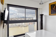 Location meublée mensuelle d'un appartement de 2 pièces design pour 2 avec vue panoramique en face de la Seine à Javel Paris 15ème