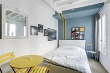 Location meublée mensuelle en courte durée d'un studio confortable refait à neuf à Montorgueil Paris 2ème